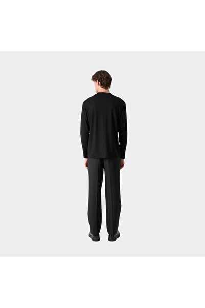 HUGO Men's Brand Logo Long Sleeve Crew Neck Casual Black T-Shirt 50519962 -001