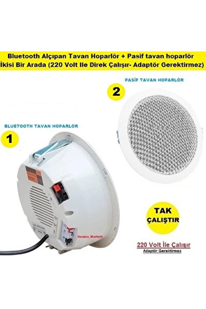 Kalite Bluetooth Alçıpan Tavan Hoparlör - Pasif Tavan Hoparlör ikisi Bir Arada
