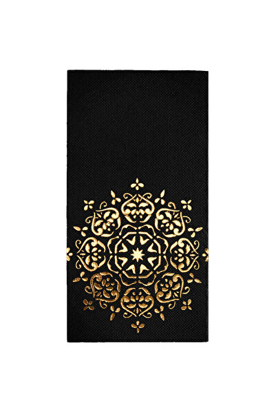 Story 40x40 سنتيمتر الذهب ورقة ماندالا نمط 16 قطعة 1/8 أضعاف مناديل ورقية باللون الأسود