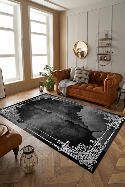 Viyana Home Dijital Kaymaz Taban Yıkanabilir Çerçeveli Desen Detay Yolluk Mut...