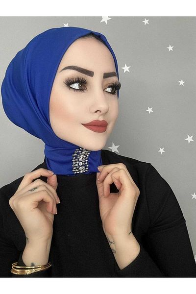 OykumBone Parliament Stoned Snap Fastener Back Tie Hijab Bonnet