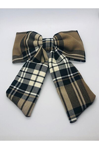 İnDerin Cataramă automată cu fundă maro cu detaliu în carouri Dimensiune mare