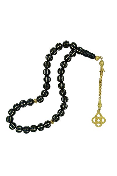 OltutaşıMarket Sarı Karpuz Dilimi İşlemeli Gürcistan Oltu Taşı Tesbih 9 mm