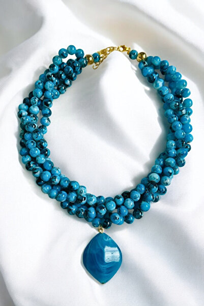 PETEK AKSESUAR قلادة أكريليك من الخرز - تصميم متعدد الألوان