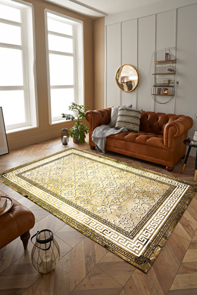 Viyana Home Dijital Kaymaz Taban Yıkanabilir Çerçeveli Klasik Model Yolluk Mu...