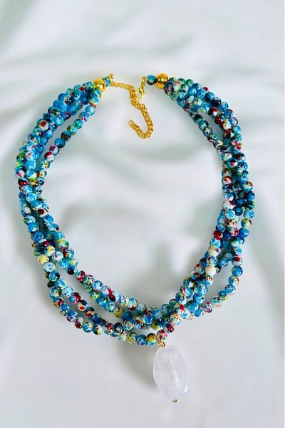 PETEK AKSESUAR Bead Acrylic Necklace - Multiple Alaçatı Design