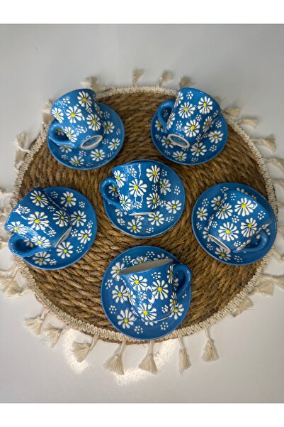 shop Papatya El Yapımı Seramik Kahve Fincan Takımı 6 Kişilik - 12 Parça