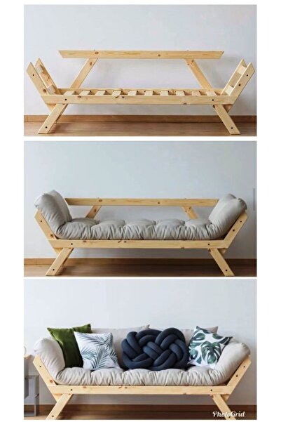 HİKİOE OTANTİK İKİ KİŞİLİK LADİN RENGİ AHŞAP KANEPE