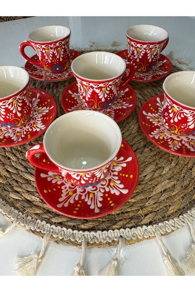 shop Joy El Yapımı Seramik Kahve Fincan Takımı 6 Kişilik - 12 Parça