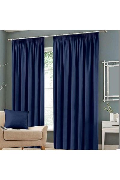 Karesi 39 Indigo Color Blackaut Plain Sewn Blackout Background Curtain