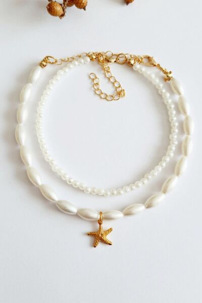 PETEK AKSESUAR 2 Li Pearl Starfish Anklet