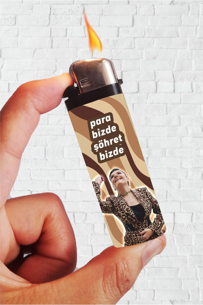 SARANG Çakmak Nur Yıldız Leopar "Leyla" Para Bizde Temalı Baskılı Klasik Çakmak