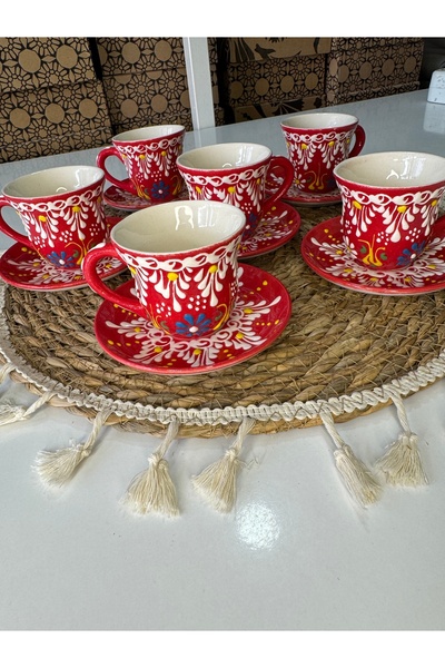shop Joy El Yapımı Seramik Kahve Fincan Takımı 6 Kişilik - 12 Parça