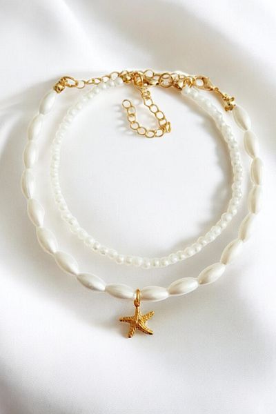 PETEK AKSESUAR 2 Li Pearl Starfish Anklet