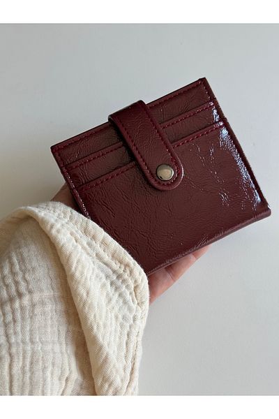 Boutiquehaki Patent Leather Wrinkled Bunny Wallet - Card Holder Detailed