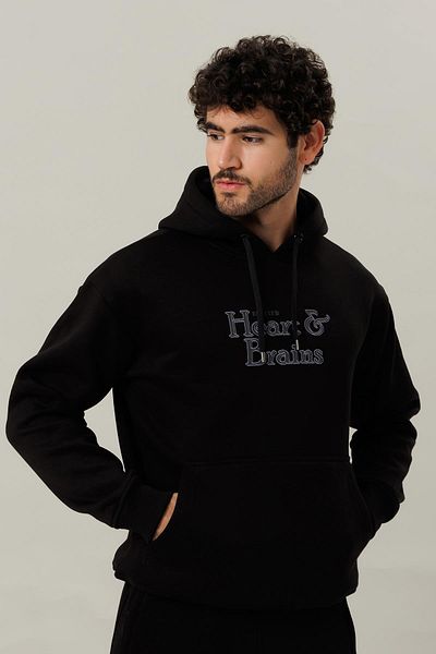 Escetic Black Fleece Comfortable Fit Thick Winter Men's Tracksuit Set A3138