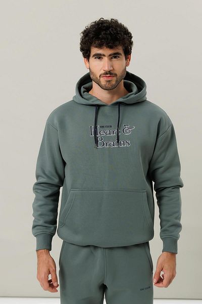 Escetic Water Green Fleece Comfortable Fit Thick Winter Men's Tracksuit Set A3138