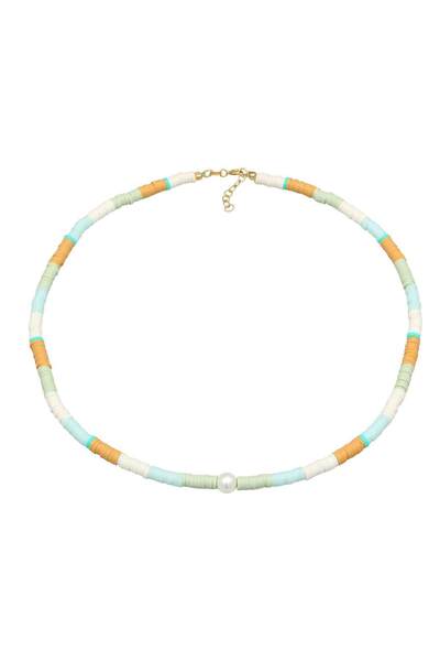 ELLI Dámský náhrdelník Surfer Heishi Beads s perlami ve tvaru mušle ze sterlingového stříbra 925