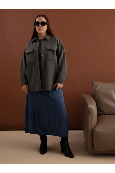 ALİA Oversize Stamp Jacket με λεπτομέρεια τσέπης - Γκρι- Alia