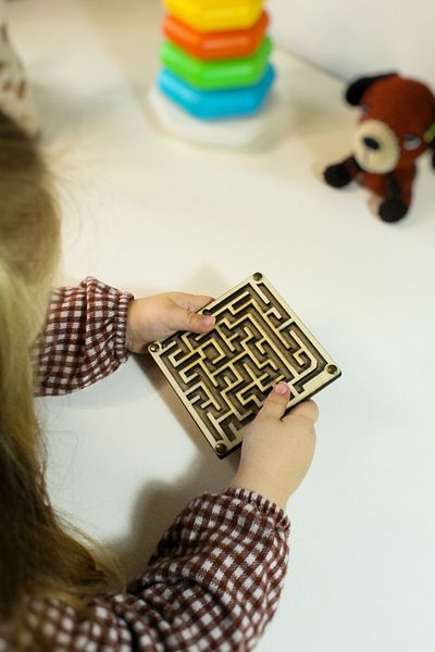 Store Wooden Maze Game - Montessori Educational Natural Wooden Toy - Brain Teaser and Balance Game - No: 6