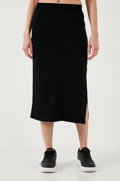 Fashion Friends Fusta tricotată cu fante cu nervuri, cu croială normală, 24K0229K1