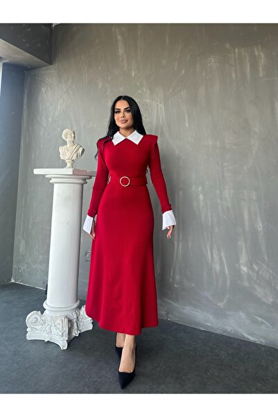 kamacibutik Πλεκτό φόρεμα με γιακά πουκάμισο