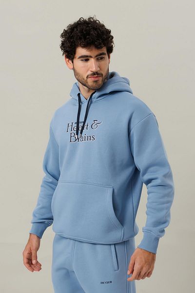 Escetic Light Blue Fleece Comfortable Fit Thick Winter Men's Tracksuit Set A3138