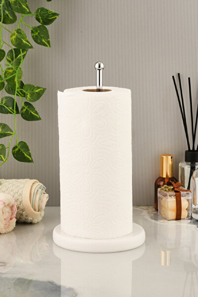 TR Turan Collection ALASKA Gümüş Kaplama Beyaz Mermer Kağıt Havluluk Mutfak -...