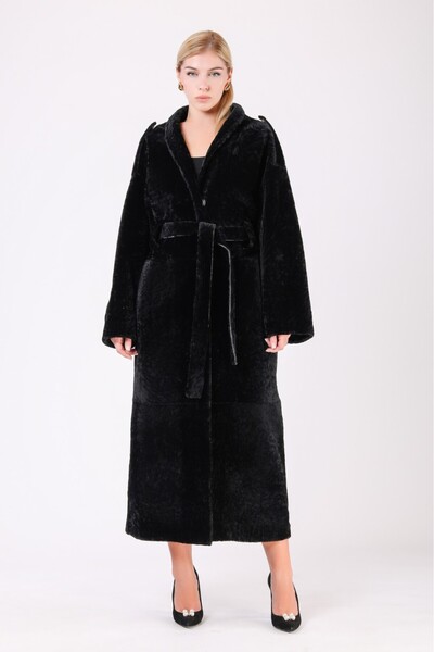 Leather Club Siyah Çift Taraflı Kürk Kaban