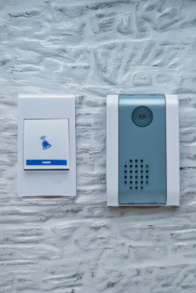 AfterTimes Kablosuz Zil Ev Tipi Zil Pilli Kapı Zili 2'Li Zil Ve Anahtar