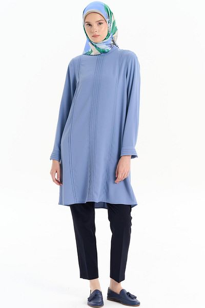 Tuğba Pantaloni de bază cu talie înaltă - bleumarin