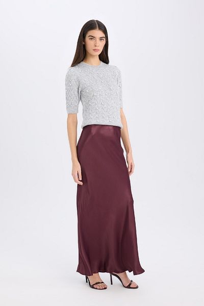DeFacto A-Line Regular Waist Satin Midi Skirt B1867Ax24Au