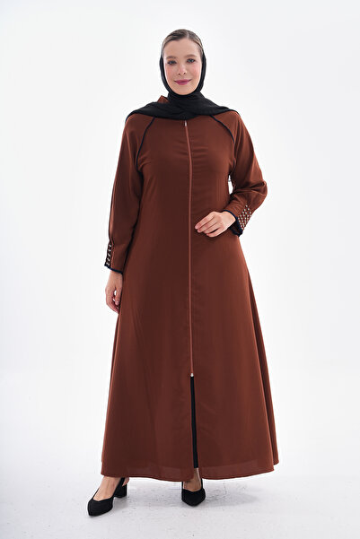 GigiTex Καφέ Μενταγιόν με Βιολετί Βαμμένο Ιμάτιο - Λεπτομέρειες με Ψεύτικο Μαργαρίτη στον Καρπό