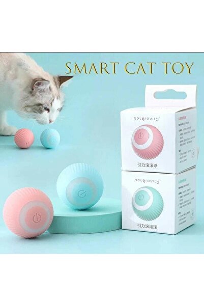 Genel Markalar Interaktif Şarjlı Kedi Köpek Topu, Led Akıllı Kedi Topu, Kendinden Hareketli 360 Kedi Oyuncağı