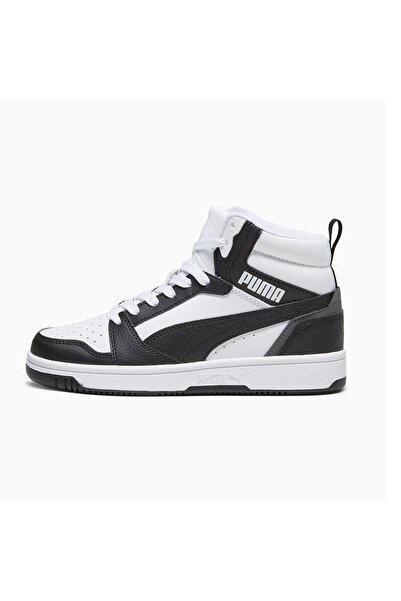 Puma Rebound V6 Mid Jr-PUMA Alb-PUMA Negru-Gri Umbra Pantofi sport casual
