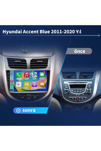Dobest Hyundai Accent Blue(2011-2020Yıl) Carplay/Navigasyon/gps/Geri vites ar...