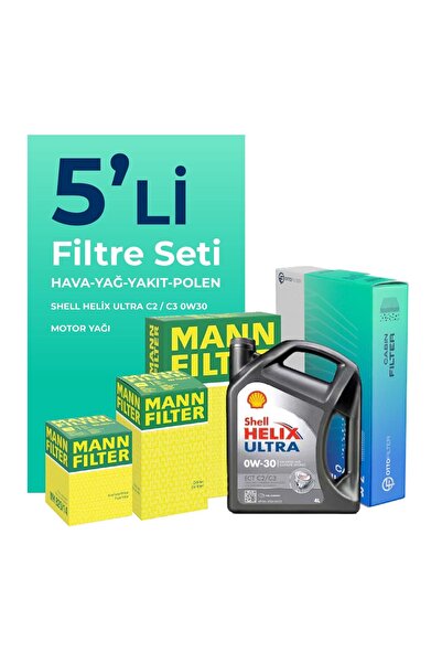 Mann-Filter MANN Fiat Egea 1.6 Dizel Filtre Bakım Seti Shell Motor Yağlı (2015-2023) 5 Li