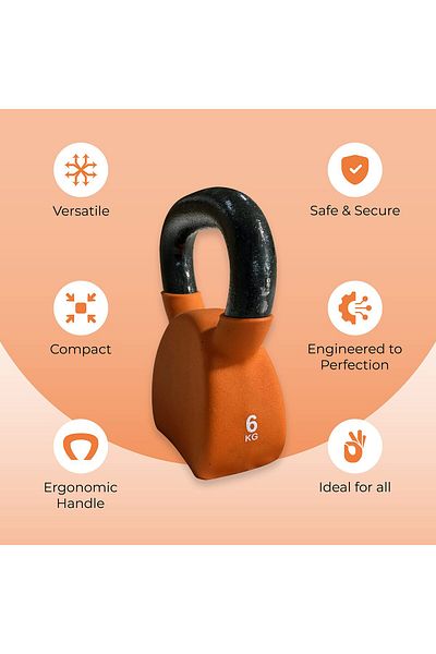 KETTLER Nivia Ab. Kettlebell of 6Kg (13.2LB) Includes 1 * 6Kg (13.2LB) | Orange