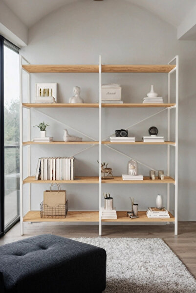 Mobitopya Nilamu Atlantik Çam 5 Raflı Kitaplık | Ofis & Ev Için Organizer Raf Ünitesi 150×170×34 Cm