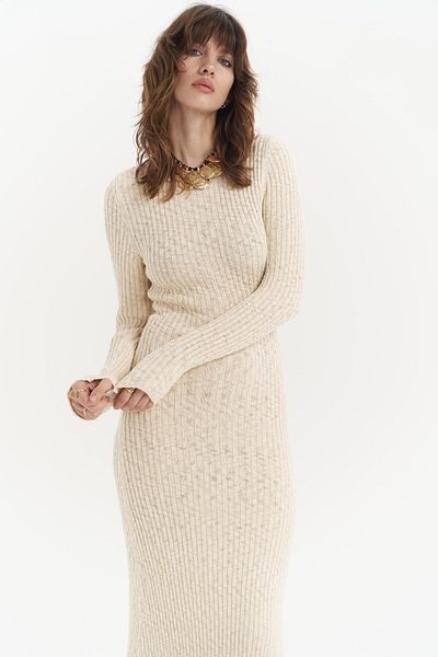 BOHEMAİ Langes Bio-Strickkleid in Melbourne-Beige