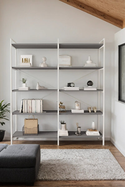 Mobitopya Nilamu Antrasit 5 Raflı Kitaplık | Ofis & Ev Için Organizer Raf Üni...