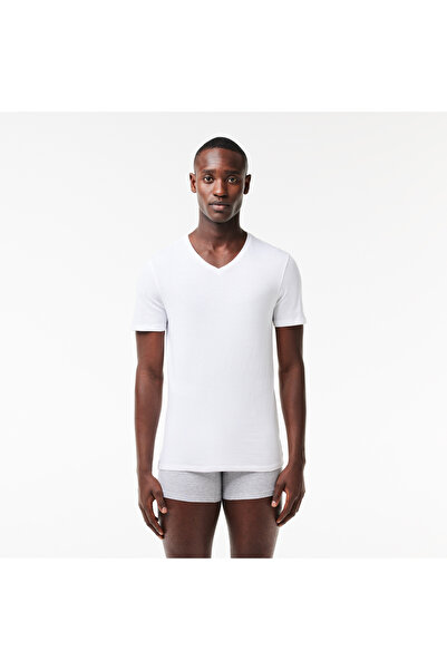 Lacoste Men's Slim Fit V-Neck 3 Piece White Tank Top