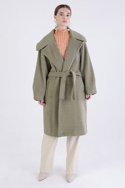 ALLDAY Πράσινο παλτό με ζώνη Oversize