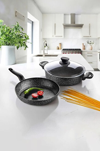 LAVONNI DİEZ 3 Parça Granit Tencere Seti Siyah