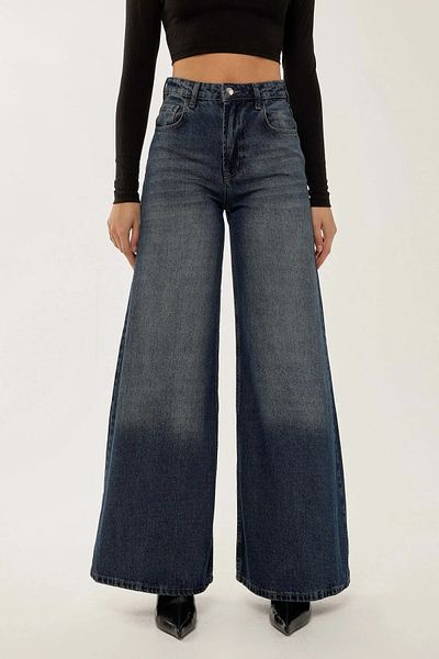 Hiccup Blugi din denim cu picioare largi cu efect de spălare