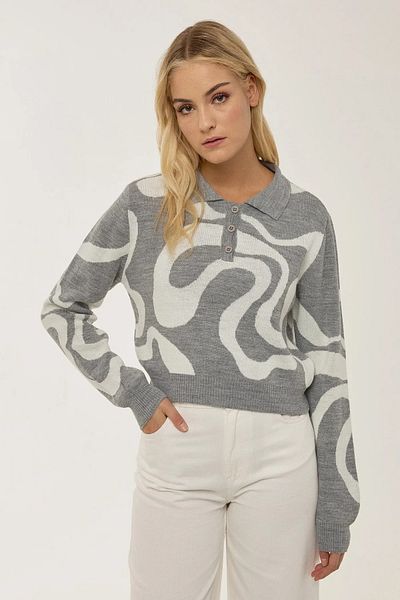 Hiccup Pulover tricotaj jacquard cu gât polo