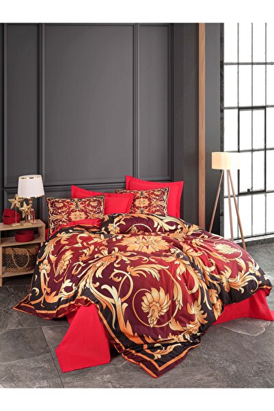 Fabeteks Flowers and Leaves Digital Double Duvet Cover Pillow Set