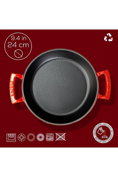 Lava 24cm Cast Round Sahan Iron Solid - Double Handles