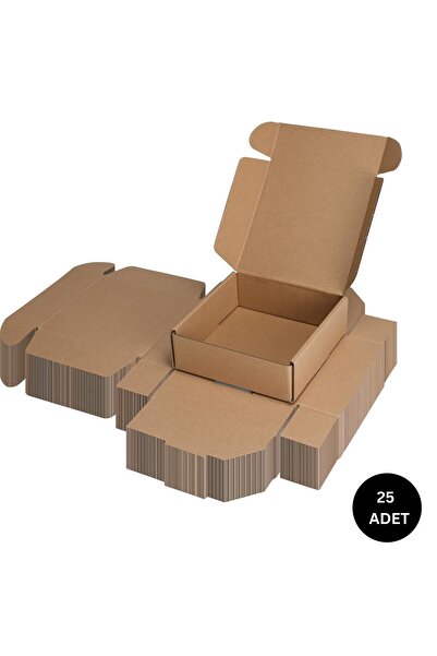 roco paper Kilitli E-Ticaret Hediye Kutusu, Kraft Karton Kargo Paketleme Kutusu, 25 Adet, 10x10x3 cm