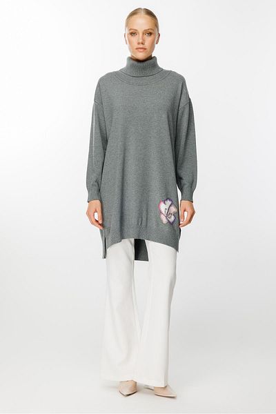 Ghisa Gray Turtleneck Knitwear Tunic